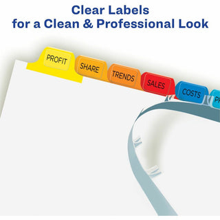 Print and Apply Index Maker Clear Label Dividers, 12-Tab, Color Tabs, 11 x 8.5, White, 5 Sets