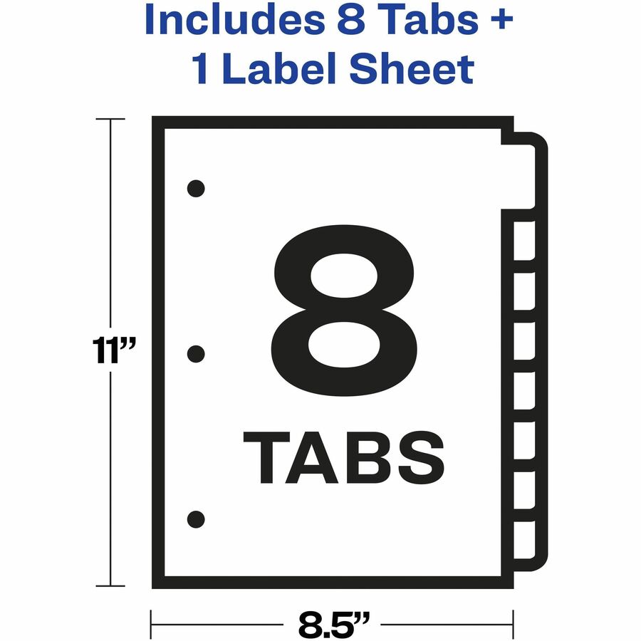 Print and Apply Index Maker Clear Label Dividers, 8-Tab, 11 x 8.5, White, 1 Set