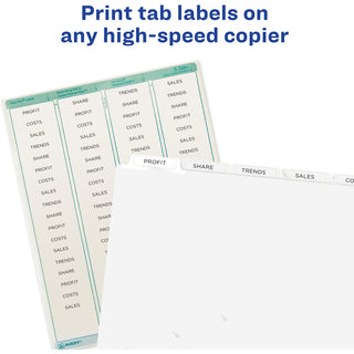 Print and Apply Index Maker Clear Label Dividers, Copiers, 5-Tab, 11 x 8.5, White, 5 Sets