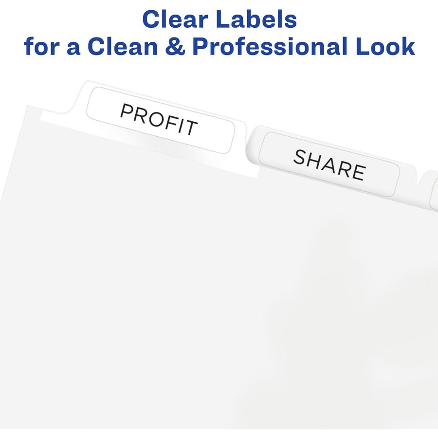 Print and Apply Index Maker Clear Label Dividers, Copiers, 5-Tab, 11 x 8.5, White, 5 Sets