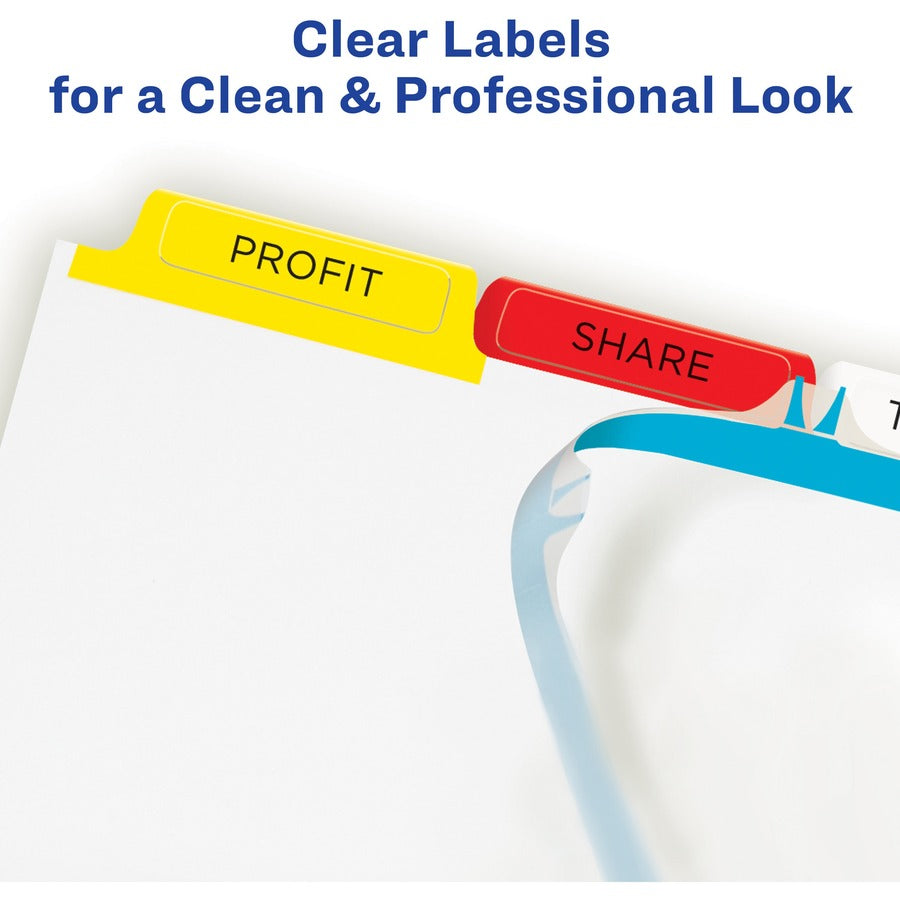 Print and Apply Index Maker Clear Label Dividers, 5-Tab, Color Tabs, 11 x 8.5, White, Traditional Color Tabs, 25 Sets