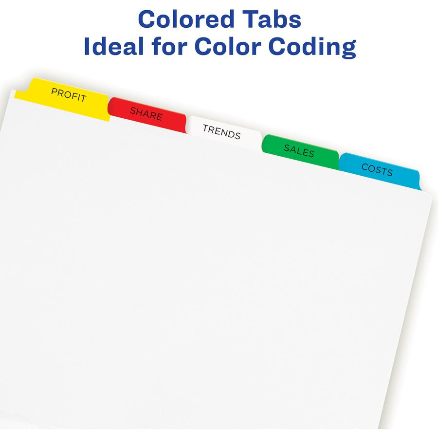 Print and Apply Index Maker Clear Label Dividers, 5-Tab, Color Tabs, 11 x 8.5, White, Traditional Color Tabs, 25 Sets