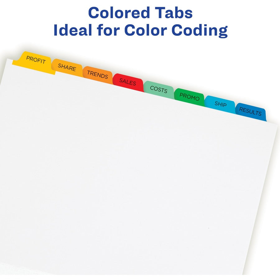 Print and Apply Index Maker Clear Label Dividers, 8-Tab, Color Tabs, 11 x 8.5, White, Traditional Color Tabs, 25 Sets