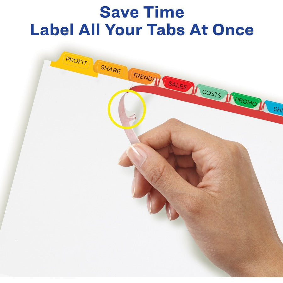 Print and Apply Index Maker Clear Label Dividers, 8-Tab, Color Tabs, 11 x 8.5, White, Traditional Color Tabs, 25 Sets