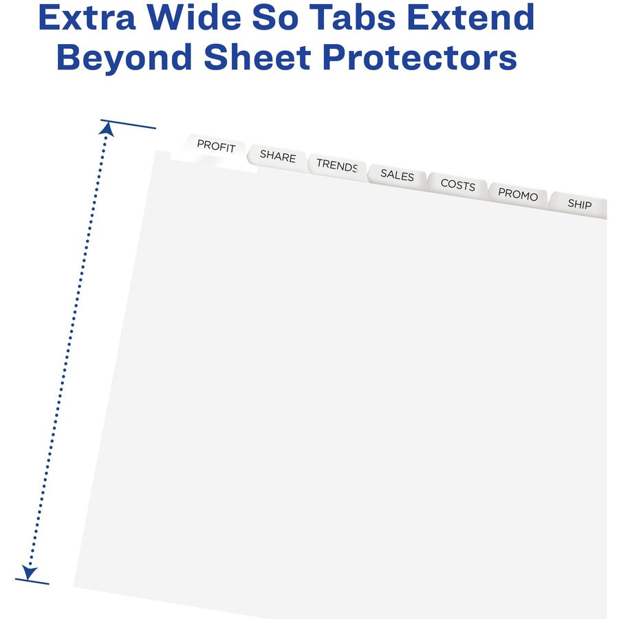 Print and Apply Index Maker Clear Label Dividers, Extra Wide Tab, 8-Tab, 11.25 x 9.25, White, 1 Set