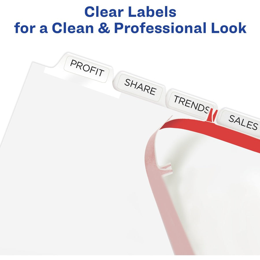 Print and Apply Index Maker Clear Label Dividers, Extra Wide Tab, 8-Tab, 11.25 x 9.25, White, 1 Set