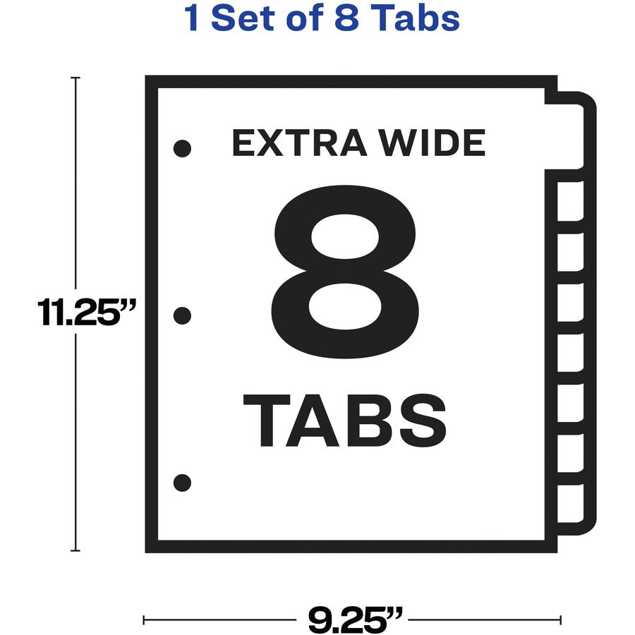 Print and Apply Index Maker Clear Label Dividers, Extra Wide Tab, 8-Tab, 11.25 x 9.25, White, 1 Set