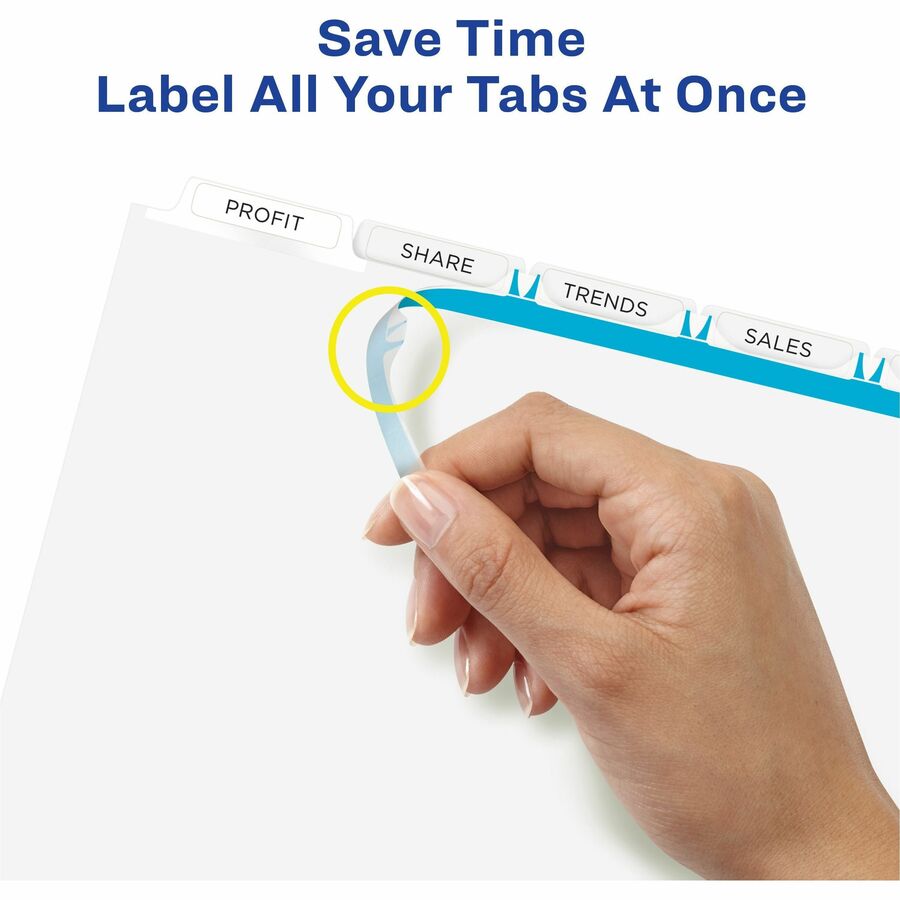 Print and Apply Index Maker Clear Label Dividers, Extra Wide Tab, 5-Tab, White Tabs, 11.25 x 9.25, White, 5 Sets