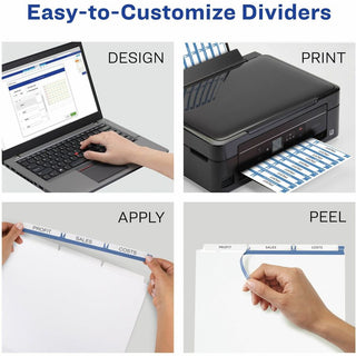 Print and Apply Index Maker Clear Label Unpunched Dividers, 3-Tab, 11 x 8.5, White, 25 Sets