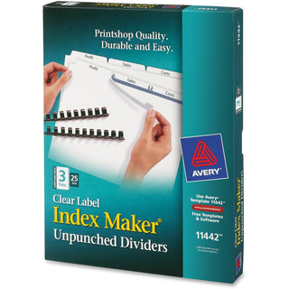 Print and Apply Index Maker Clear Label Unpunched Dividers, 3-Tab, 11 x 8.5, White, 25 Sets