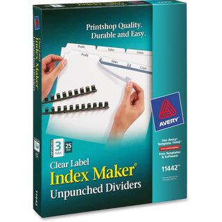 Print and Apply Index Maker Clear Label Unpunched Dividers, 3-Tab, 11 x 8.5, White, 25 Sets