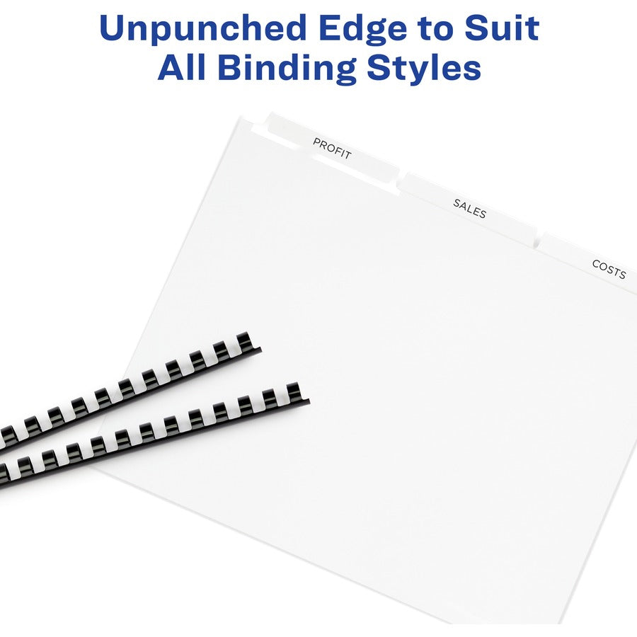Print and Apply Index Maker Clear Label Unpunched Dividers, 8-Tab, 11 x 8.5, White, White Tabs, 25 Sets