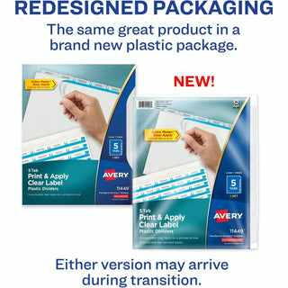 Print and Apply Index Maker Clear Label Plastic Dividers w/Printable Label Strip, 5-Tab, 11 x 8.5, Frosted Clear Tabs, 1 Set