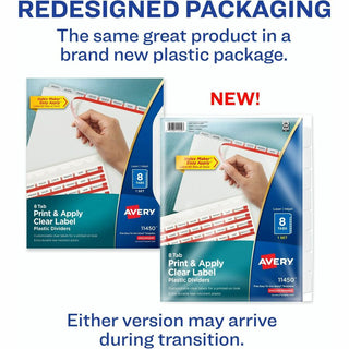 Print and Apply Index Maker Clear Label Plastic Dividers w/Printable Label Strip, 8-Tab, 11 x 8.5, Frosted Clear Tabs, 1 Set