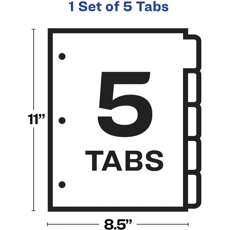 Print and Apply Index Maker Clear Label Plastic Dividers with Printable Label Strip, 5-Tab, 11 x 8.5, Assorted Tabs, 1 Set - 5