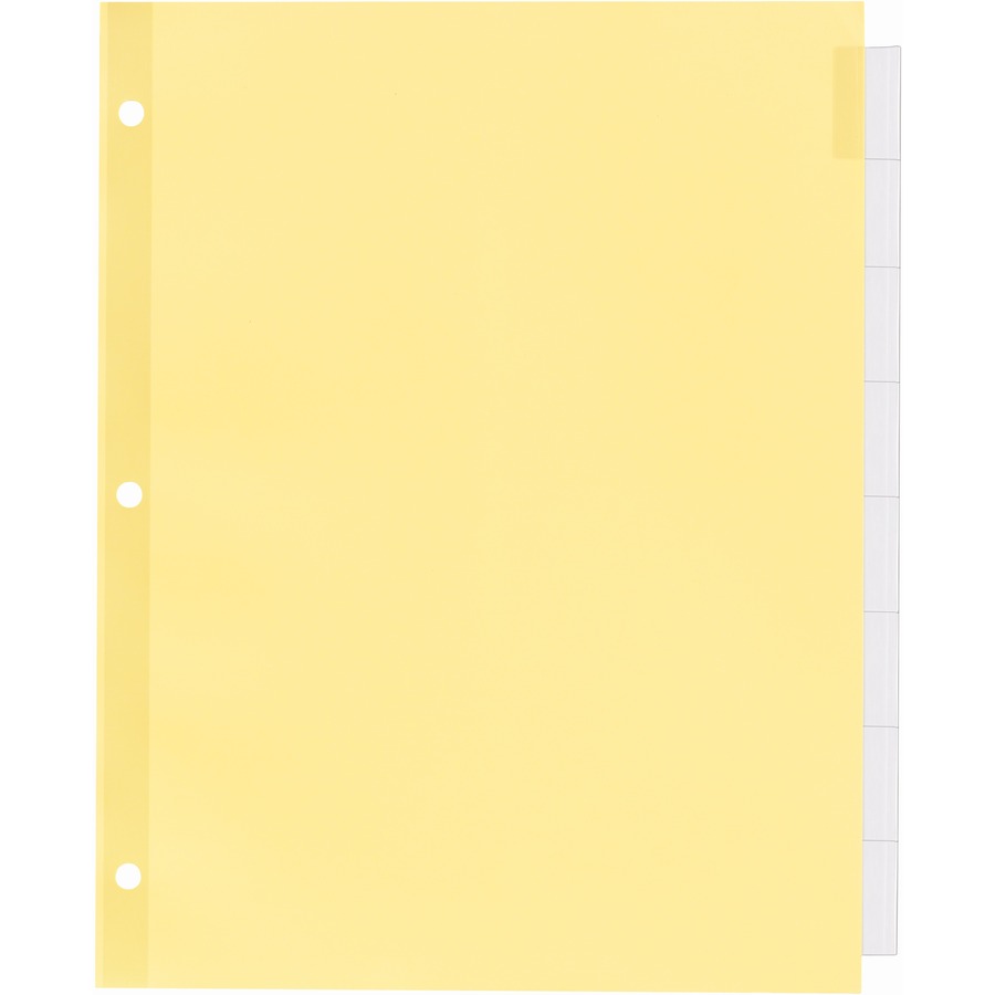 Plastic Insertable Dividers, 8-Tab, 11 x 8.5, Clear Tabs, 1 Set