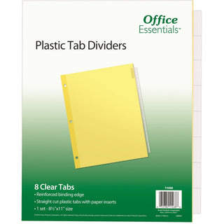 Plastic Insertable Dividers, 8-Tab, 11 x 8.5, Clear Tabs, 1 Set