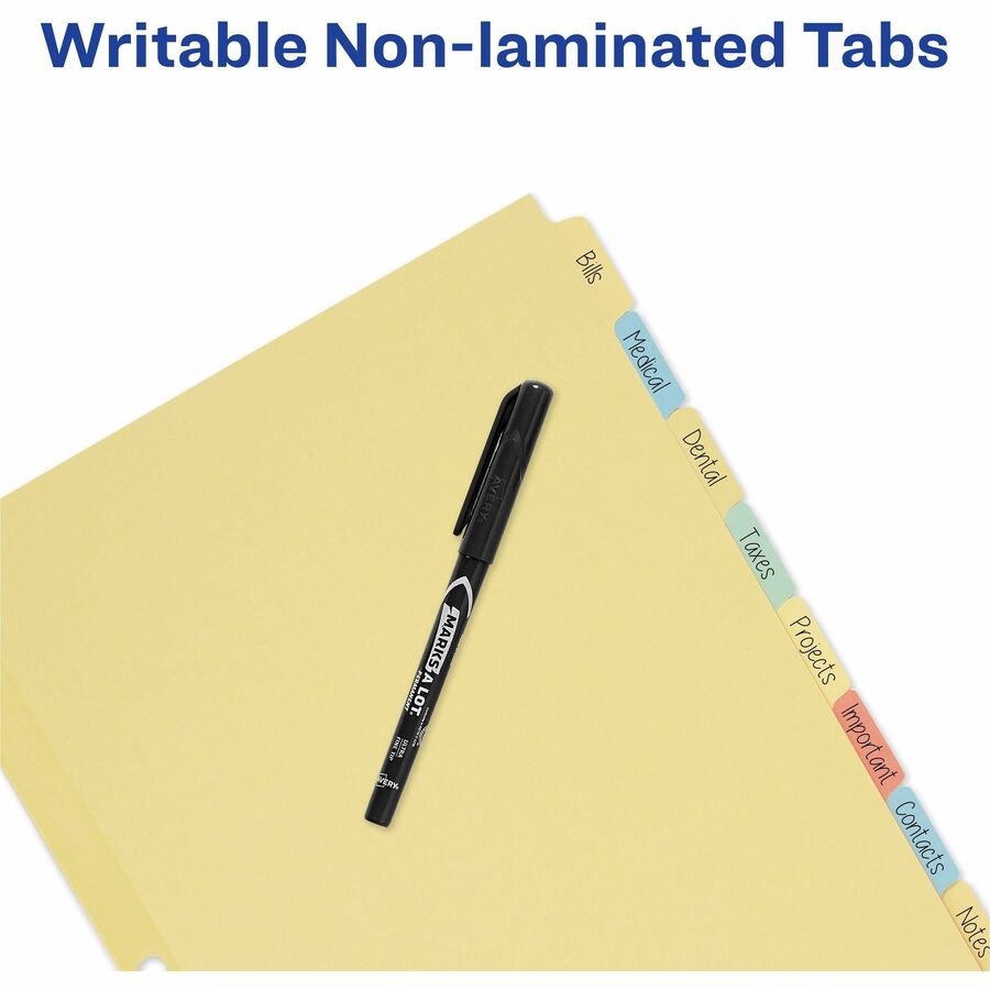 Write and Erase Plain-Tab Paper Dividers, 8-Tab, 11 x 8.5, Multicolor, 24 Sets