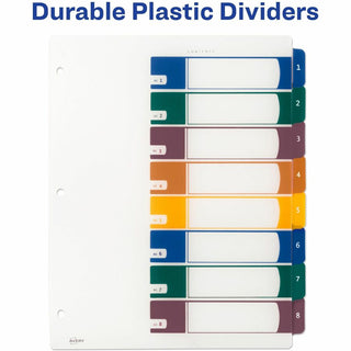 Customizable Table of Contents Ready Index Dividers with Multicolor Tabs, 8-Tab, 1 to 8, 11 x 8.5, Translucent, 1 Set