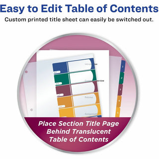 Customizable Table of Contents Ready Index Dividers with Multicolor Tabs, 8-Tab, 1 to 8, 11 x 8.5, Translucent, 1 Set