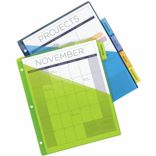 Insertable Big Tab Plastic 1-Pocket Dividers, 5-Tab, 11.13 x 9.25, Assorted, 1 Set