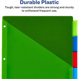 Insertable Big Tab Plastic 1-Pocket Dividers, 5-Tab, 11.13 x 9.25, Assorted, 1 Set