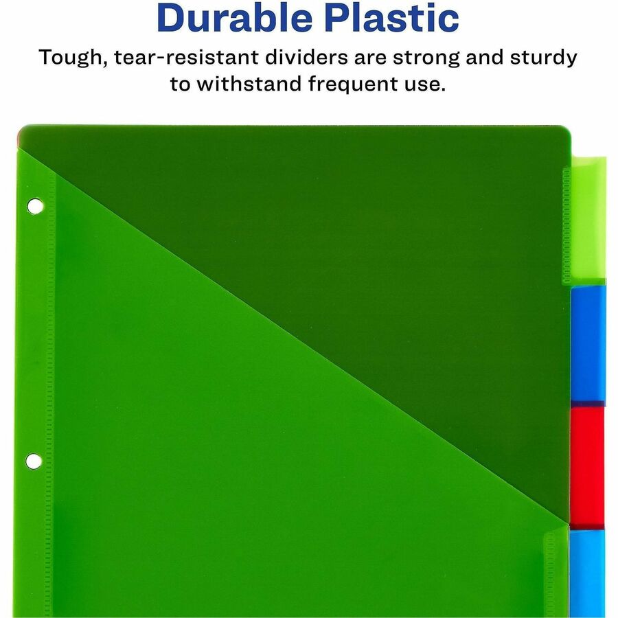 Insertable Big Tab Plastic 1-Pocket Dividers, 5-Tab, 11.13 x 9.25, Assorted, 1 Set