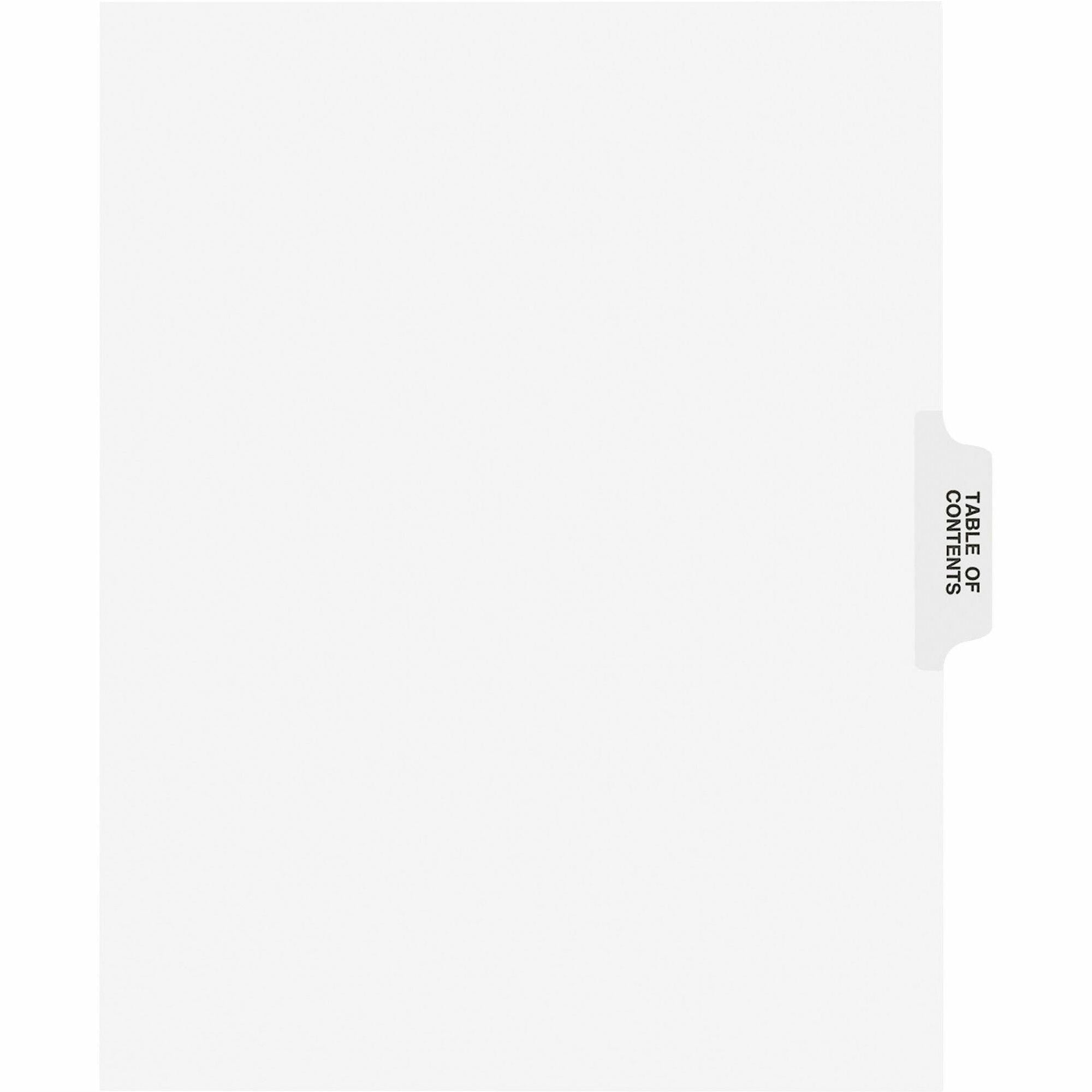 Preprinted Legal Exhibit Side Tab Index Dividers, Avery Style, 25-Tab, Table Of Contents, 11 x 8.5, White, 25/Pack