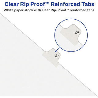 Preprinted Legal Exhibit Side Tab Index Dividers, Avery Style, 25-Tab, Table Of Contents, 11 x 8.5, White, 25/Pack