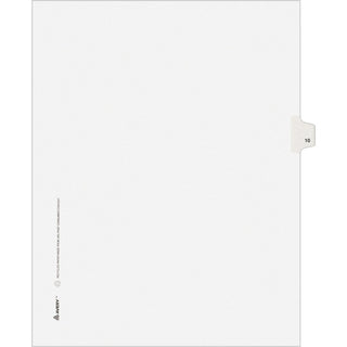 Preprinted Legal Exhibit Side Tab Index Dividers, Avery Style, 10-Tab, 10, 11 x 8.5, White, 25/Pack