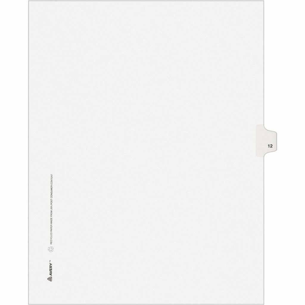 Preprinted Legal Exhibit Side Tab Index Dividers, Avery Style, 10-Tab, 12, 11 x 8.5, White, 25/Pack