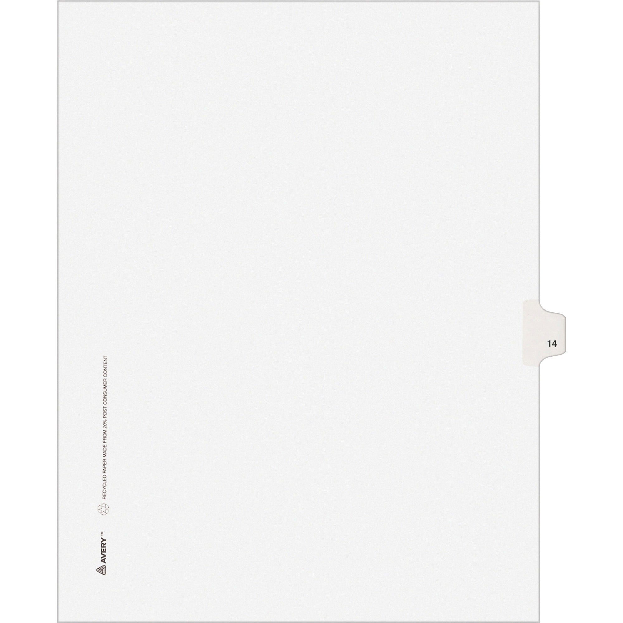Preprinted Legal Exhibit Side Tab Index Dividers, Avery Style, 10-Tab, 14, 11 x 8.5, White, 25/Pack