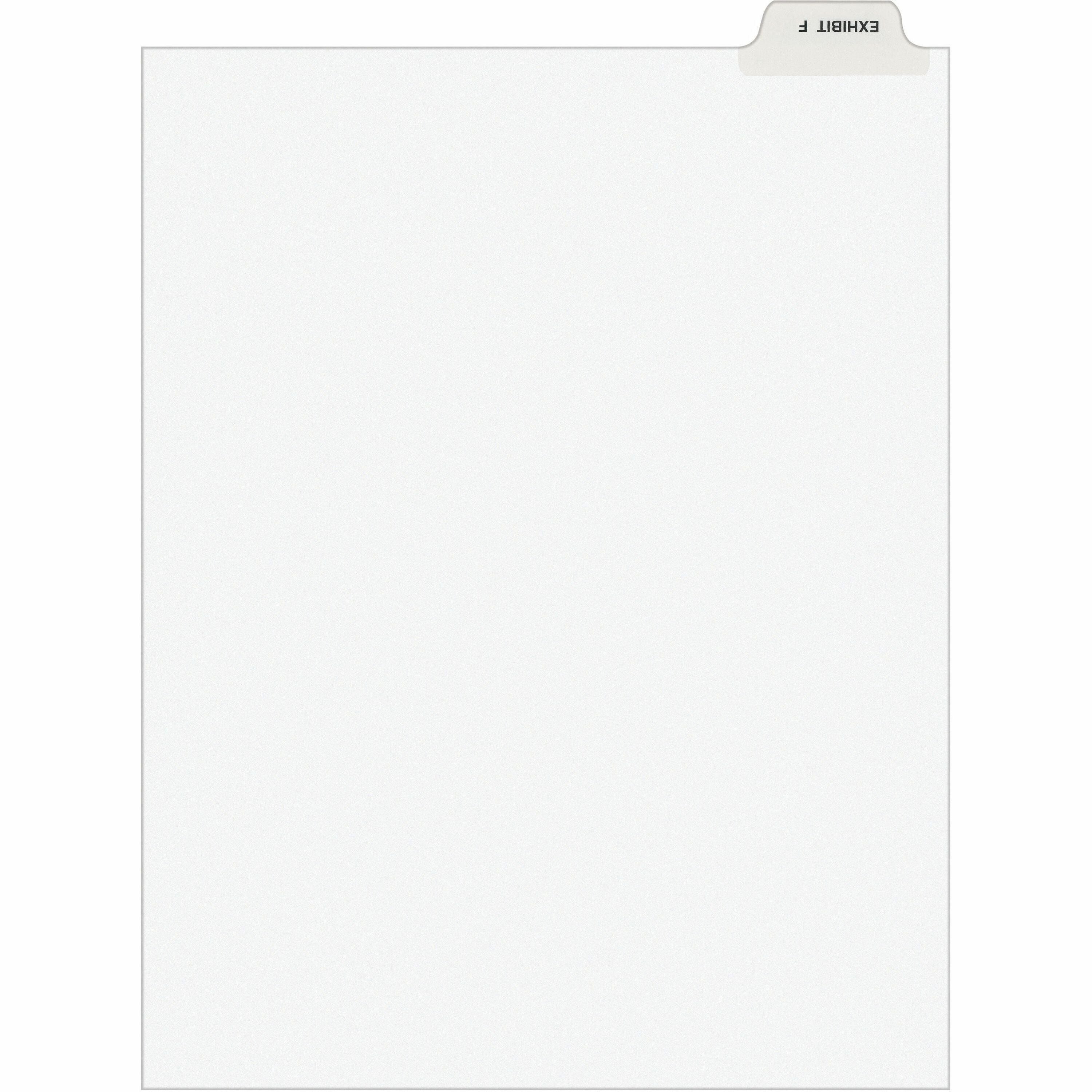 Avery-Style Preprinted Legal Bottom Tab Divider, 26-Tab, Exhibit F, 11 x 8.5, White, 25/PK