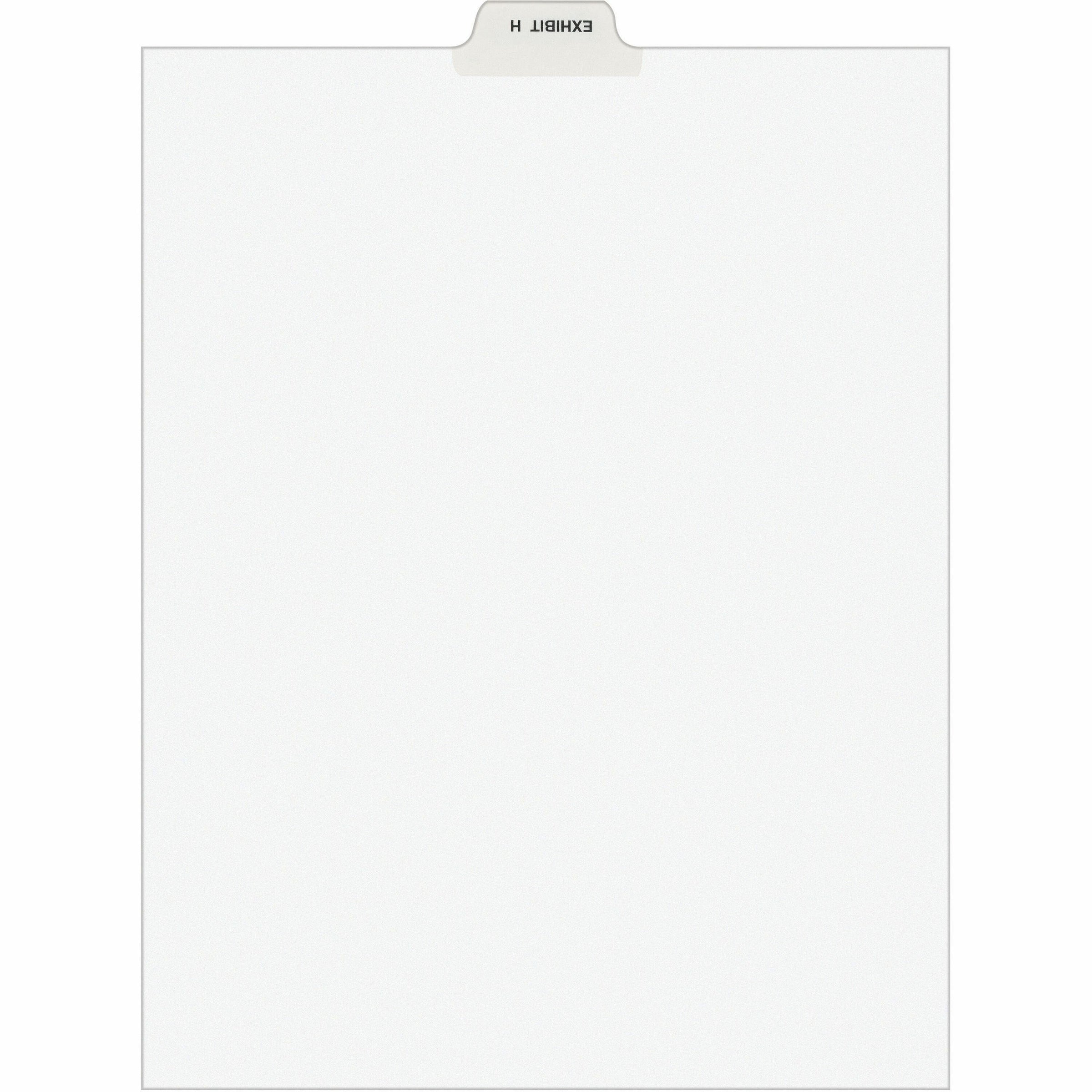 Avery Individual Bottom Tab Legal Dividers - 25 x Divider(s) - Bottom Tab(s) - Exhibit H - 1 Tab(s)/Set - 8.5" Divider Width x 11" Divider Length - Letter - 8.50" Width x 11" Length - White Paper Divider - Recycled - 1 - 