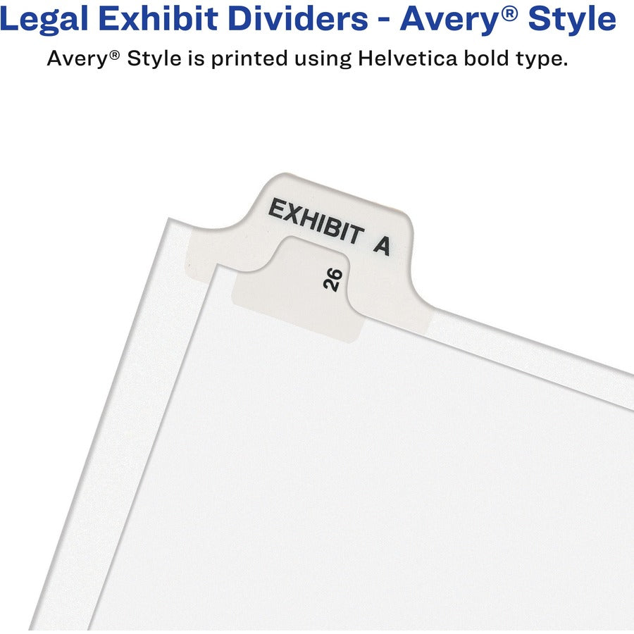 Avery Individual Bottom Tab Legal Dividers - 25 x Divider(s) - Bottom Tab(s) - Exhibit H - 1 Tab(s)/Set - 8.5" Divider Width x 11" Divider Length - Letter - 8.50" Width x 11" Length - White Paper Divider - Recycled - 1 - 