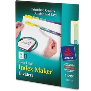 Print and Apply Index Maker Clear Label Dividers, 5-Tab, Color Tabs, 11 x 8.5, White, Contemporary Color Tabs, 5 Sets