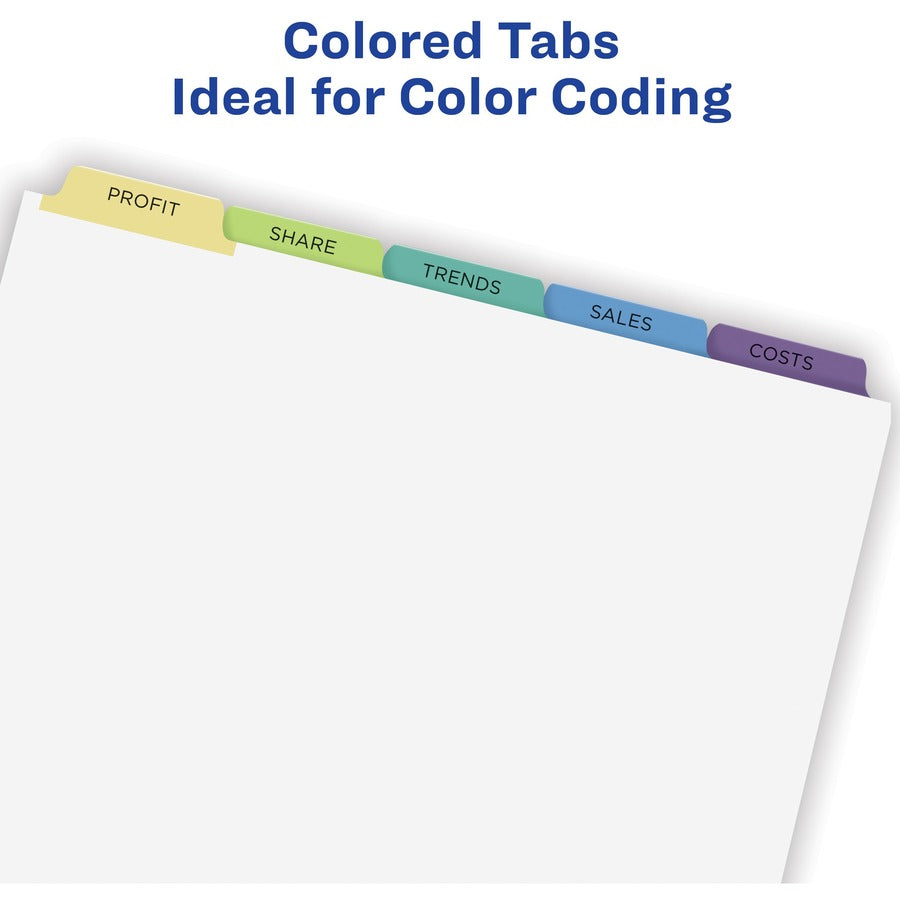 Print and Apply Index Maker Clear Label Dividers, 5-Tab, Color Tabs, 11 x 8.5, White, Contemporary Color Tabs, 5 Sets