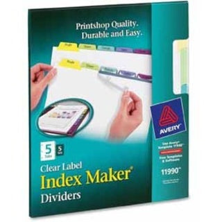 Print and Apply Index Maker Clear Label Dividers, 5-Tab, Color Tabs, 11 x 8.5, White, Contemporary Color Tabs, 5 Sets
