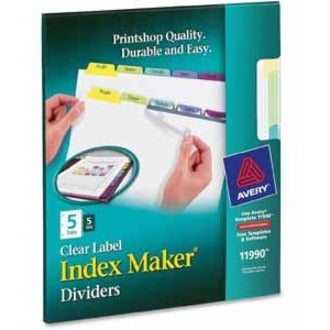 Print and Apply Index Maker Clear Label Dividers, 5-Tab, Color Tabs, 11 x 8.5, White, Contemporary Color Tabs, 5 Sets