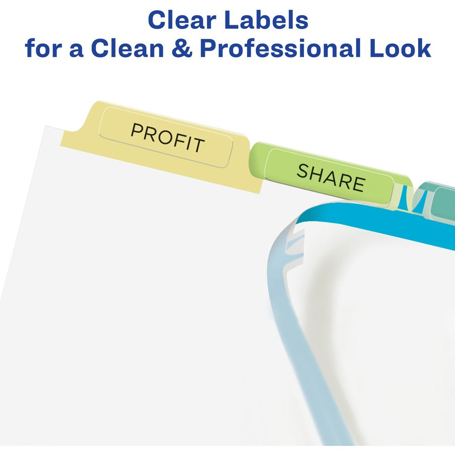 Print and Apply Index Maker Clear Label Dividers, 5-Tab, Color Tabs, 11 x 8.5, White, Contemporary Color Tabs, 25 Sets