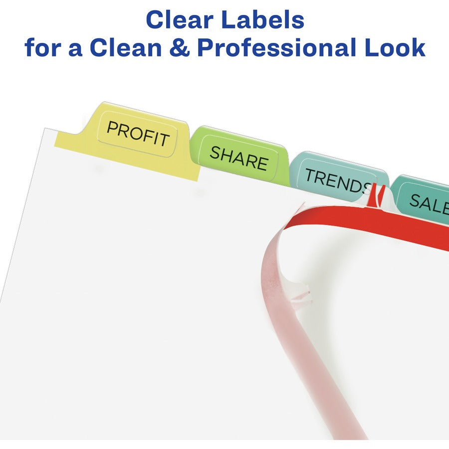 Print and Apply Index Maker Clear Label Dividers, 8-Tab, Color Tabs, 11 x 8.5, White, Contemporary Color Tabs, 25 Sets - 5