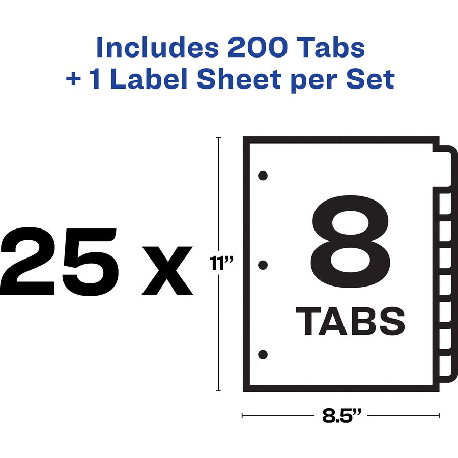 Print and Apply Index Maker Clear Label Dividers, 8-Tab, Color Tabs, 11 x 8.5, White, Contemporary Color Tabs, 25 Sets - 4