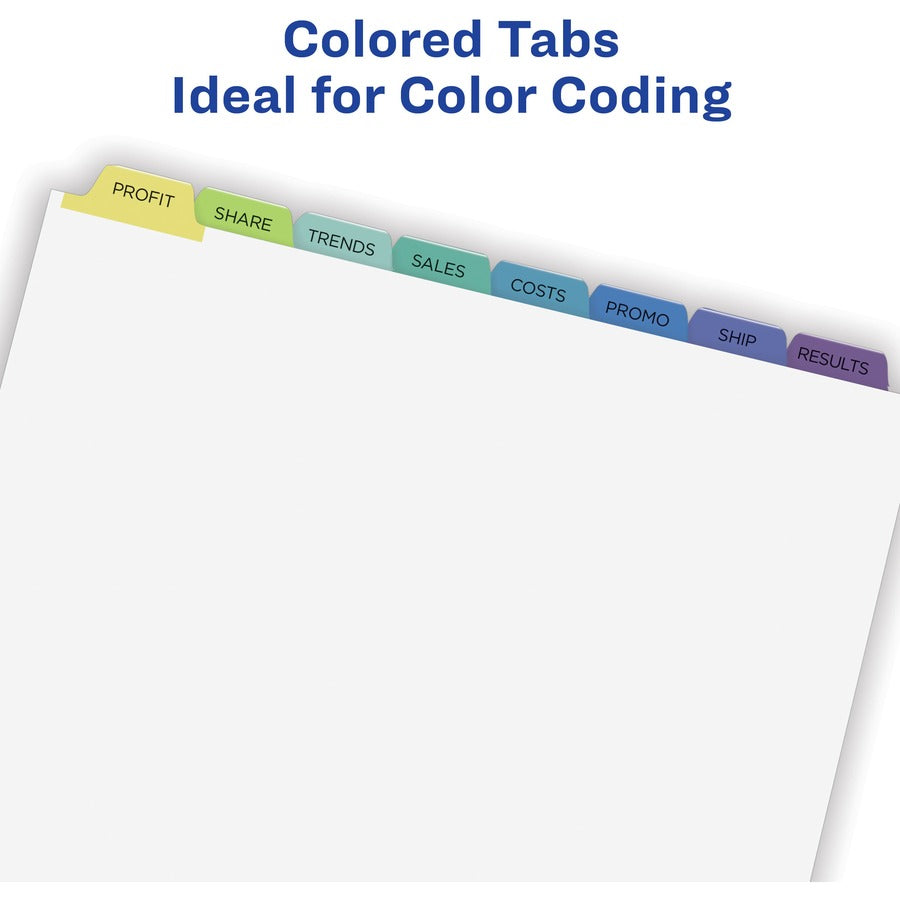 Print and Apply Index Maker Clear Label Dividers, 8-Tab, Color Tabs, 11 x 8.5, White, Contemporary Color Tabs, 25 Sets - 7