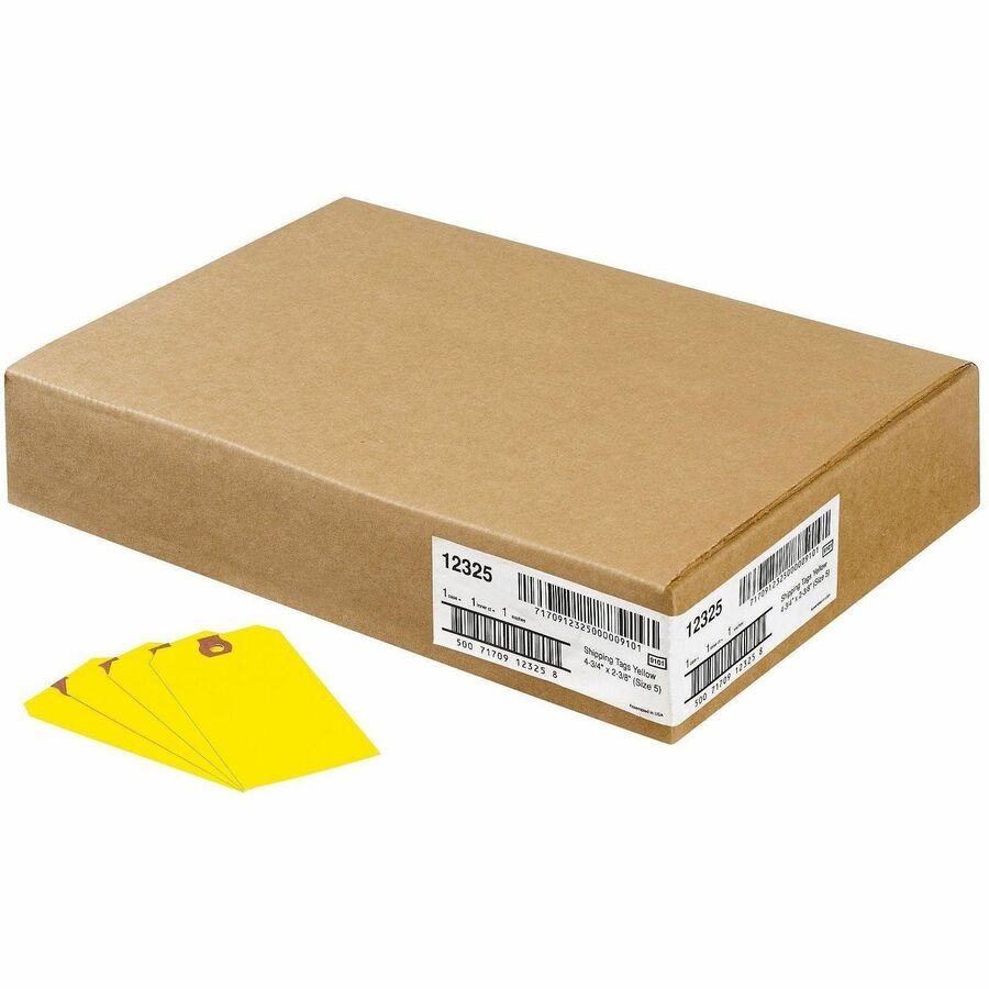 Unstrung Shipping Tags, 11.5 pt Stock, 4.75 x 2.38, Yellow, 1,000/Box