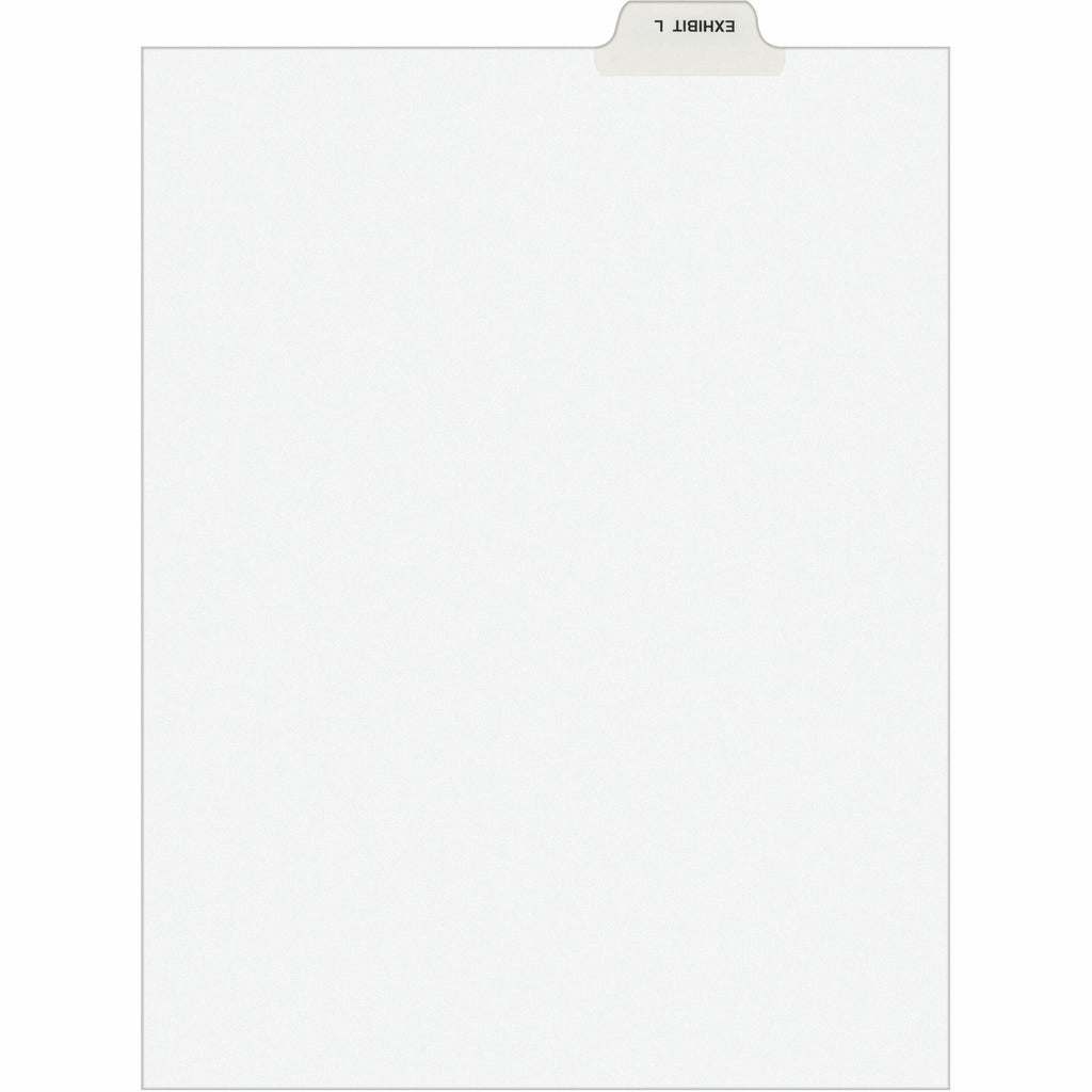 Avery Individual Bottom Tab Legal Dividers - 25 x Divider(s) - Bottom Tab(s) - Exhibit L - 1 Tab(s)/Set - 8.5" Divider Width x 11" Divider Length - Letter - 8.50" Width x 11" Length - White Paper Divider - Recycled - 1