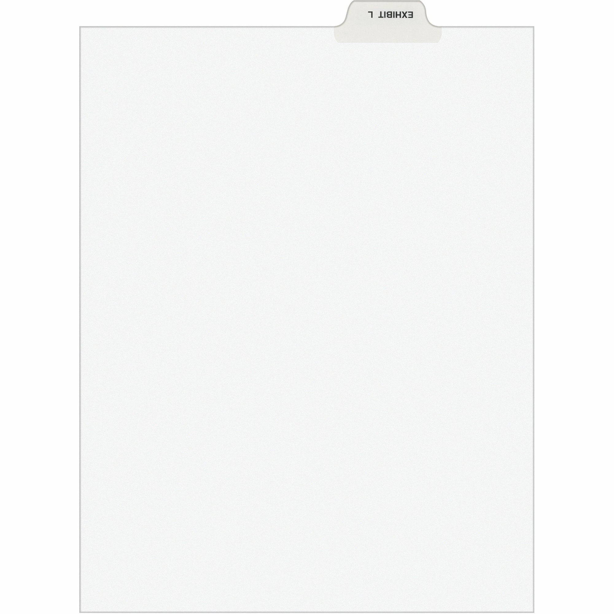 Avery Individual Bottom Tab Legal Dividers - 25 x Divider(s) - Bottom Tab(s) - Exhibit L - 1 Tab(s)/Set - 8.5" Divider Width x 11" Divider Length - Letter - 8.50" Width x 11" Length - White Paper Divider - Recycled - 1