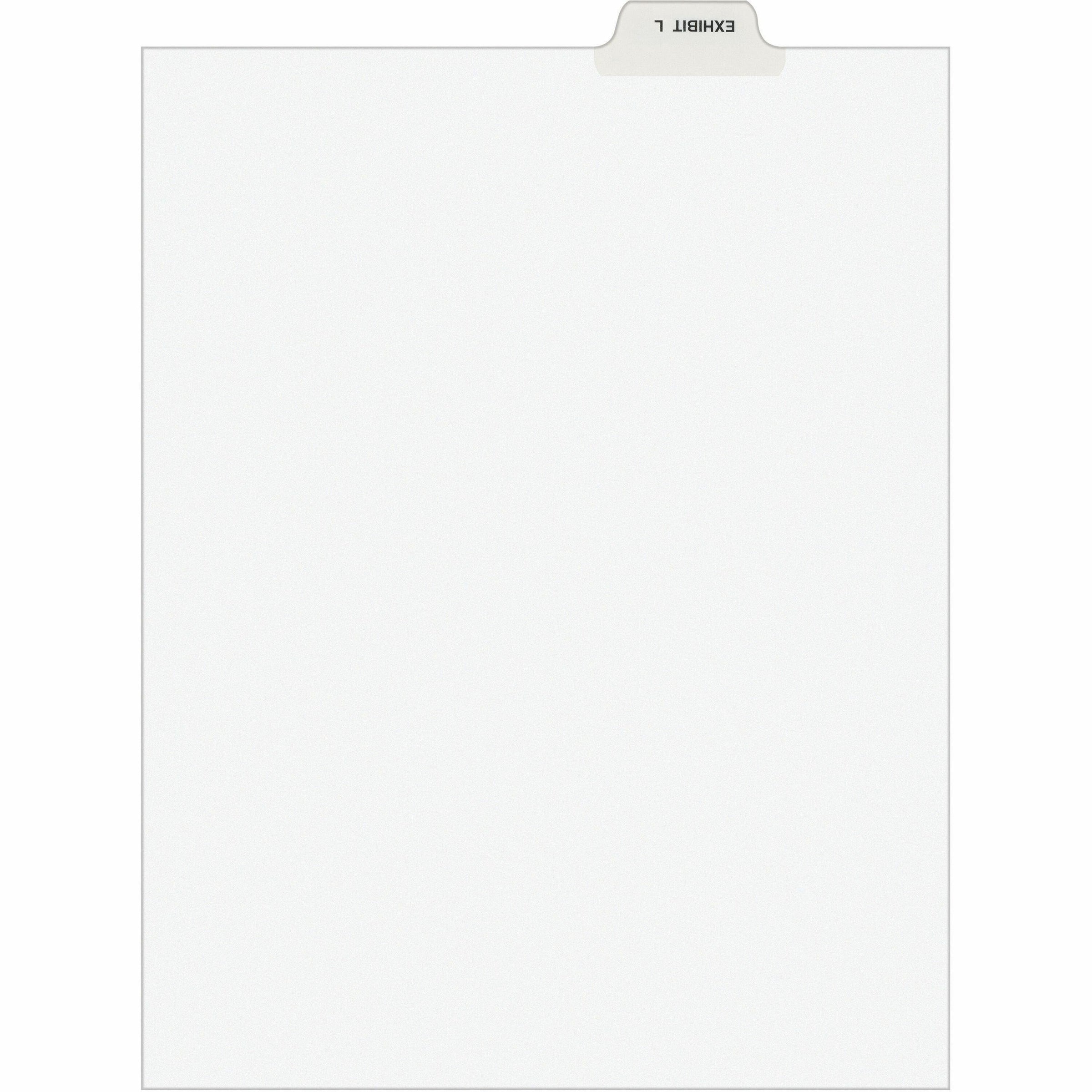 Avery Individual Bottom Tab Legal Dividers - 25 x Divider(s) - Bottom Tab(s) - Exhibit L - 1 Tab(s)/Set - 8.5" Divider Width x 11" Divider Length - Letter - 8.50" Width x 11" Length - White Paper Divider - Recycled - 1