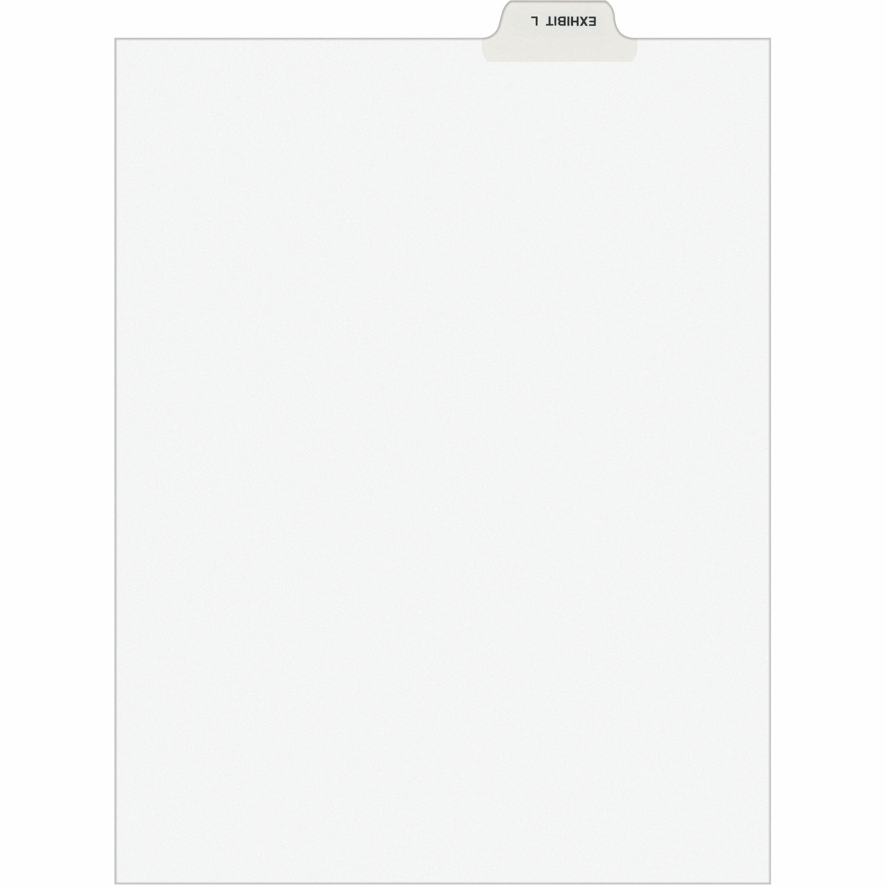 Avery Individual Bottom Tab Legal Dividers - 25 x Divider(s) - Bottom Tab(s) - Exhibit L - 1 Tab(s)/Set - 8.5" Divider Width x 11" Divider Length - Letter - 8.50" Width x 11" Length - White Paper Divider - Recycled - 1