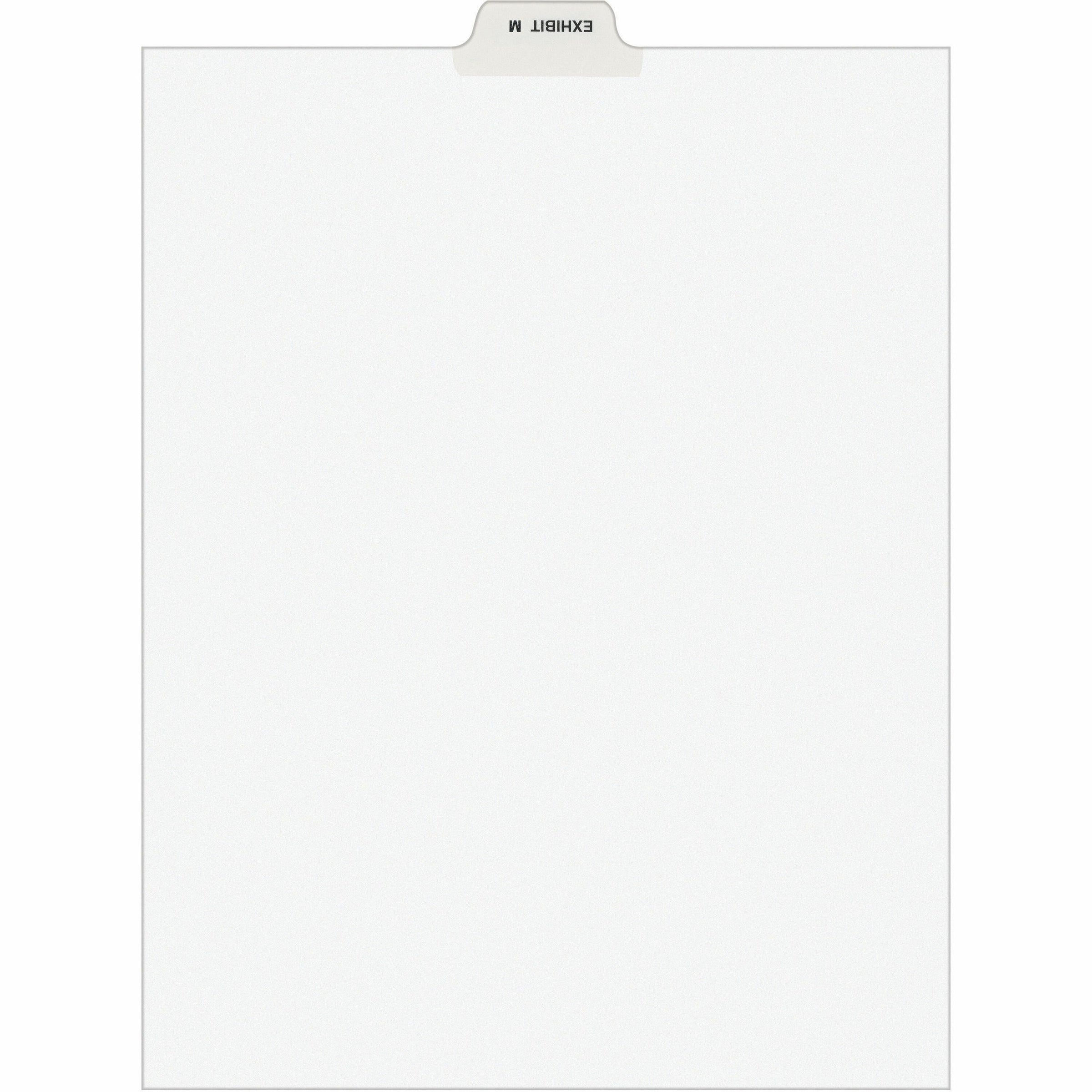 Avery Individual Bottom Tab Legal Dividers - 25 x Divider(s) - Bottom Tab(s) - Exhibit M - 1 Tab(s)/Set - 8.5" Divider Width x 11" Divider Length - Letter - 8.50" Width x 11" Length - White Paper Divider - Recycled - 1