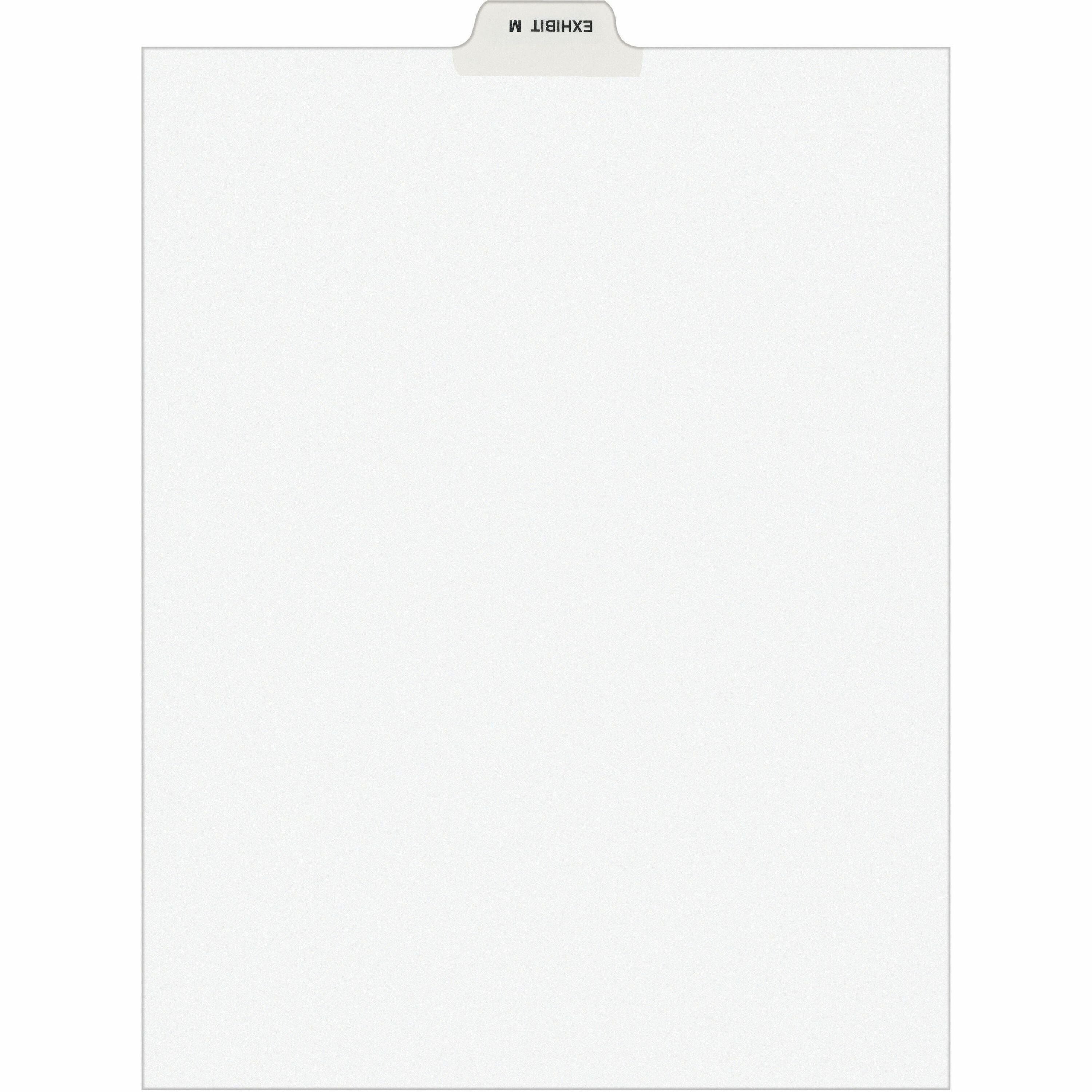 Avery Individual Bottom Tab Legal Dividers - 25 x Divider(s) - Bottom Tab(s) - Exhibit M - 1 Tab(s)/Set - 8.5" Divider Width x 11" Divider Length - Letter - 8.50" Width x 11" Length - White Paper Divider - Recycled - 1